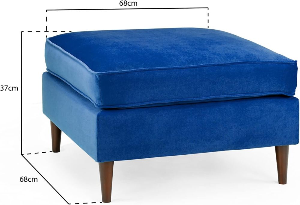 Barkham Plush Blue Fabric Footstool 