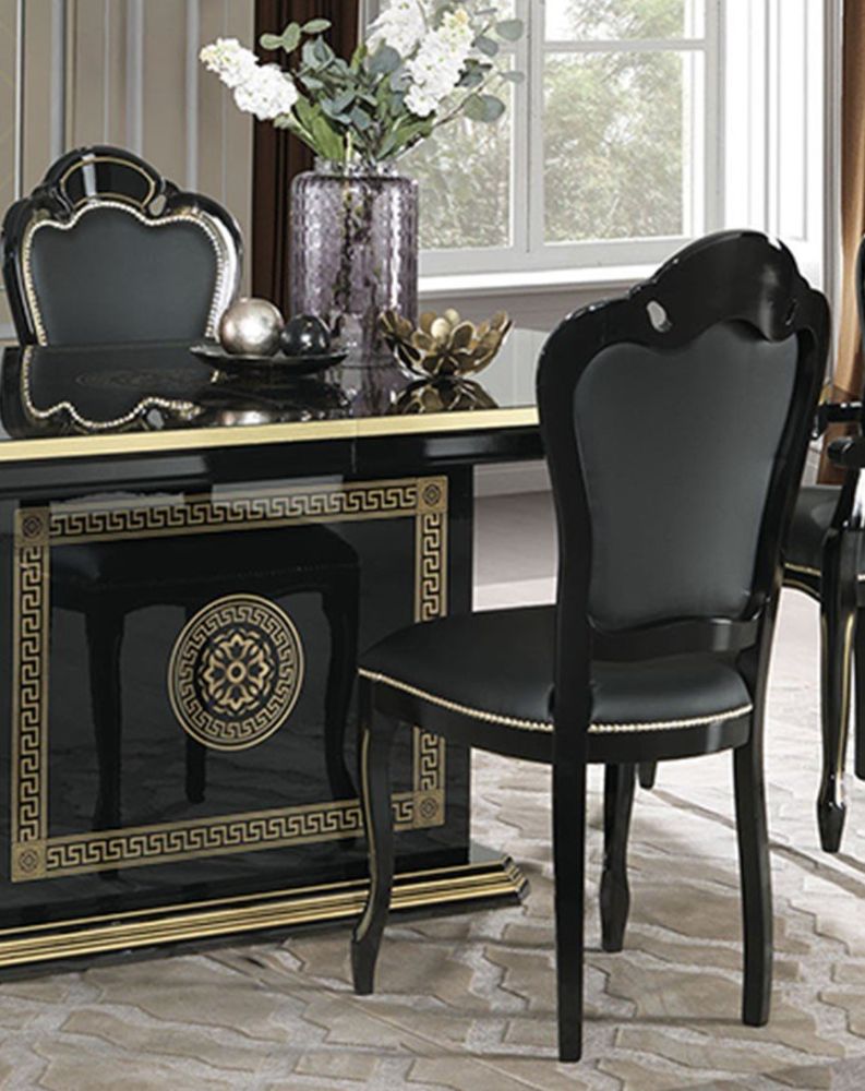 H2O Design Aurora Black and Gold Italian Brigitte Dining Chair in Pair