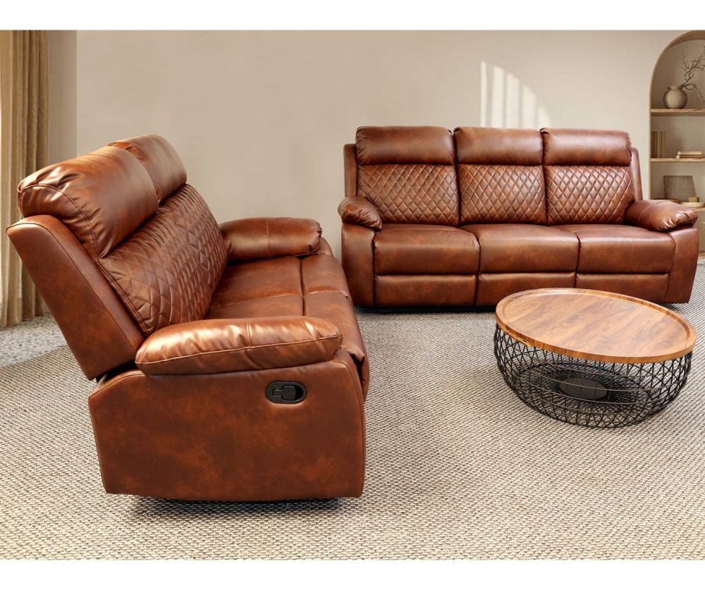 Cambridge Brown Air Leather Recliner 3+2 Sofa Set