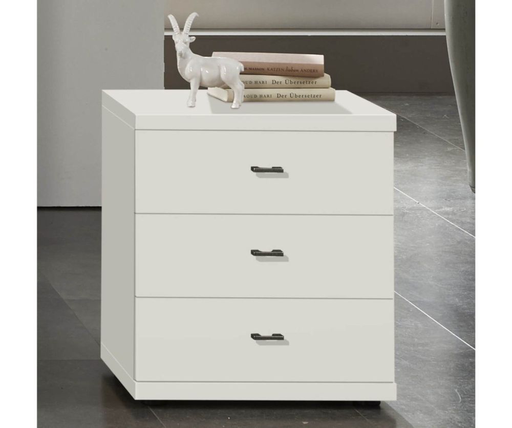 Wiemann Cairns White 3 Drawer Bedside Cabinet