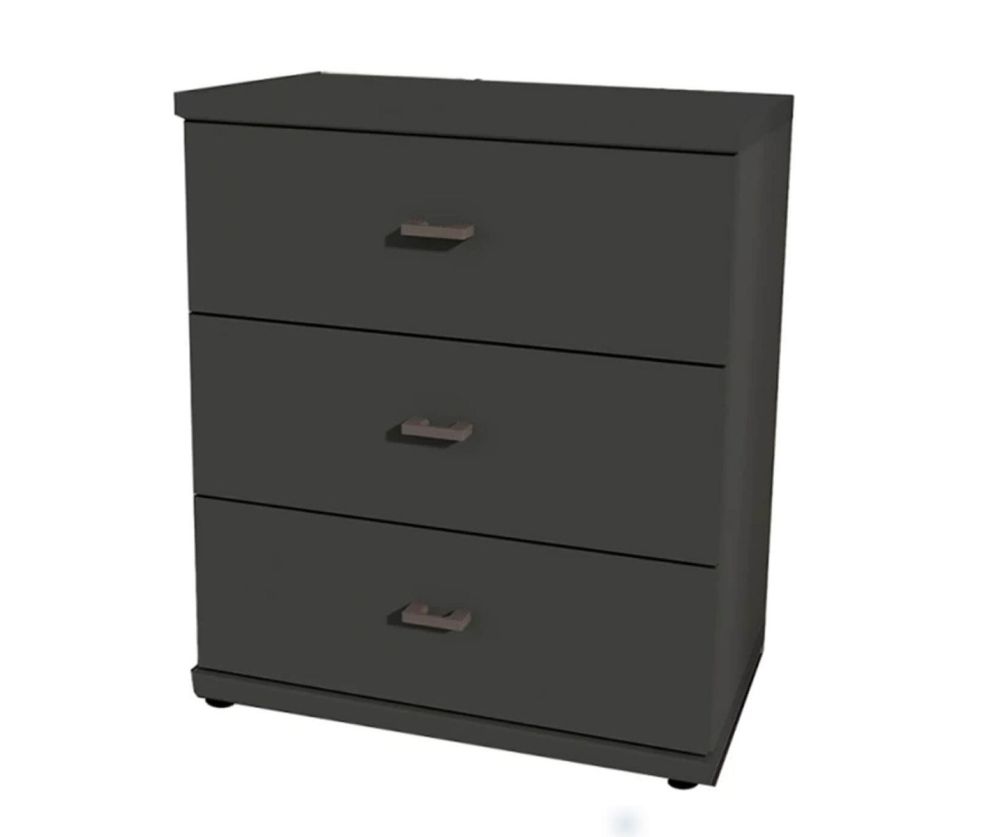 Wiemann Cairns Graphite 3 Drawer Bedside Cabinet