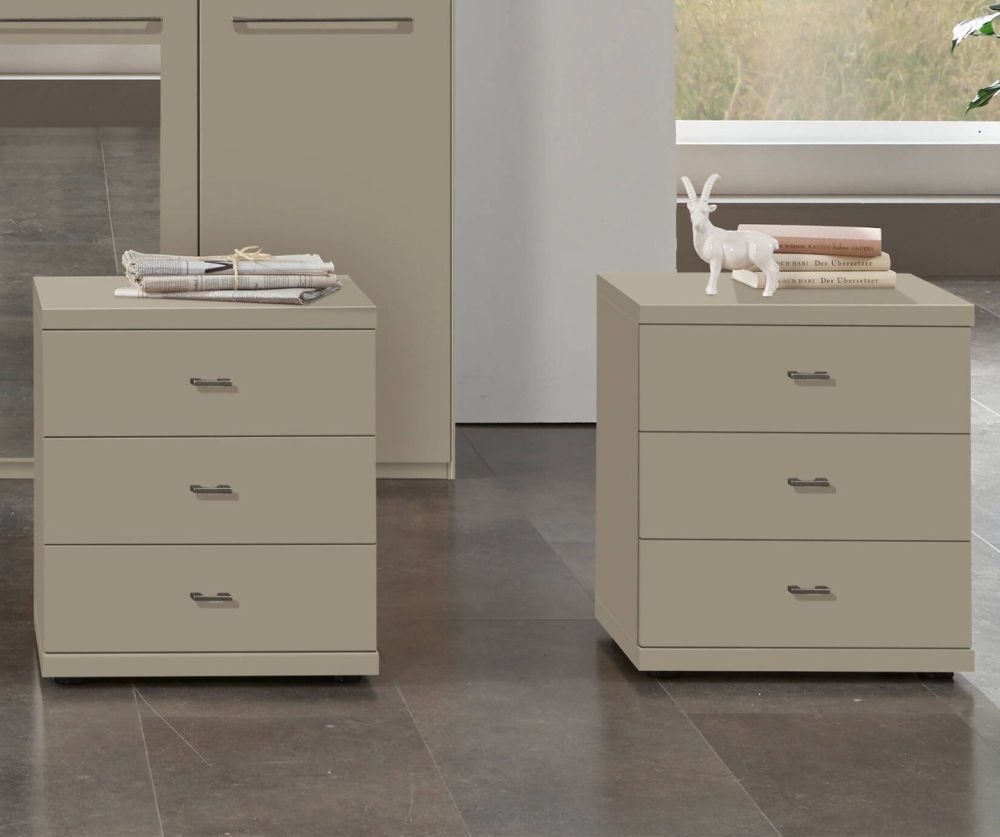 Wiemann Cairns Pebble Grey 3 Drawer Bedside Cabinet
