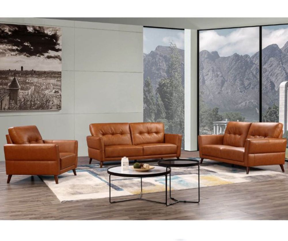 Furniture Link Capri Tan Leather 3 Seater Sofa