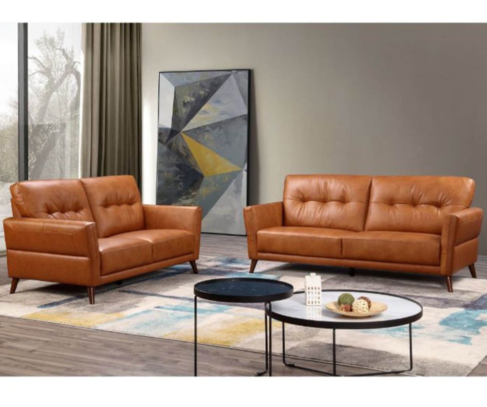 Furniture Link Capri Tan Leather 3 Seater Sofa