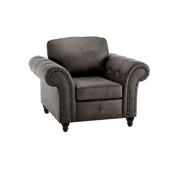 Maxen Charcoal Leather Armchair