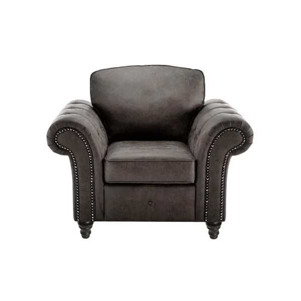 Maxen Charcoal Leather Armchair