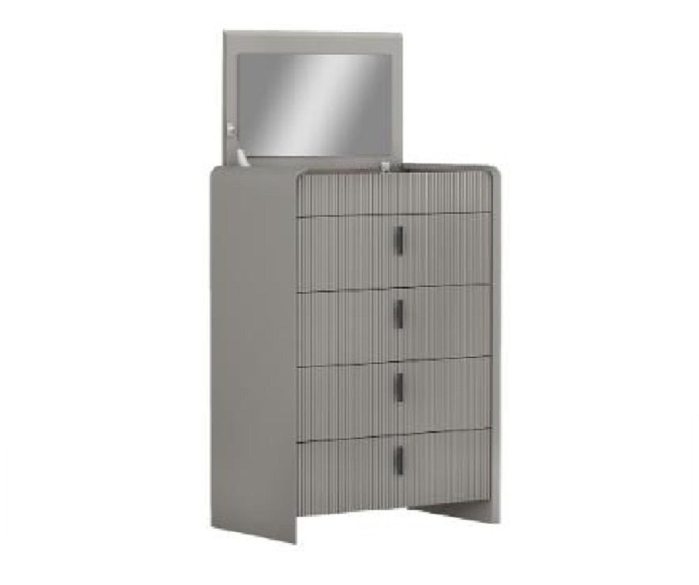 Furniture Link Cavelli Grey 4 Drawer Chest with Mirror
