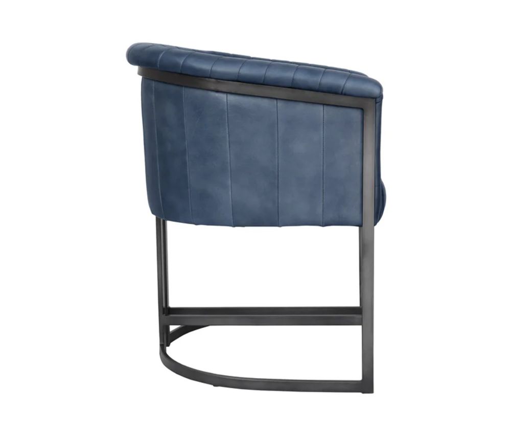 Essentials The Chair Collection Blue Leather and Iron Tub Chair