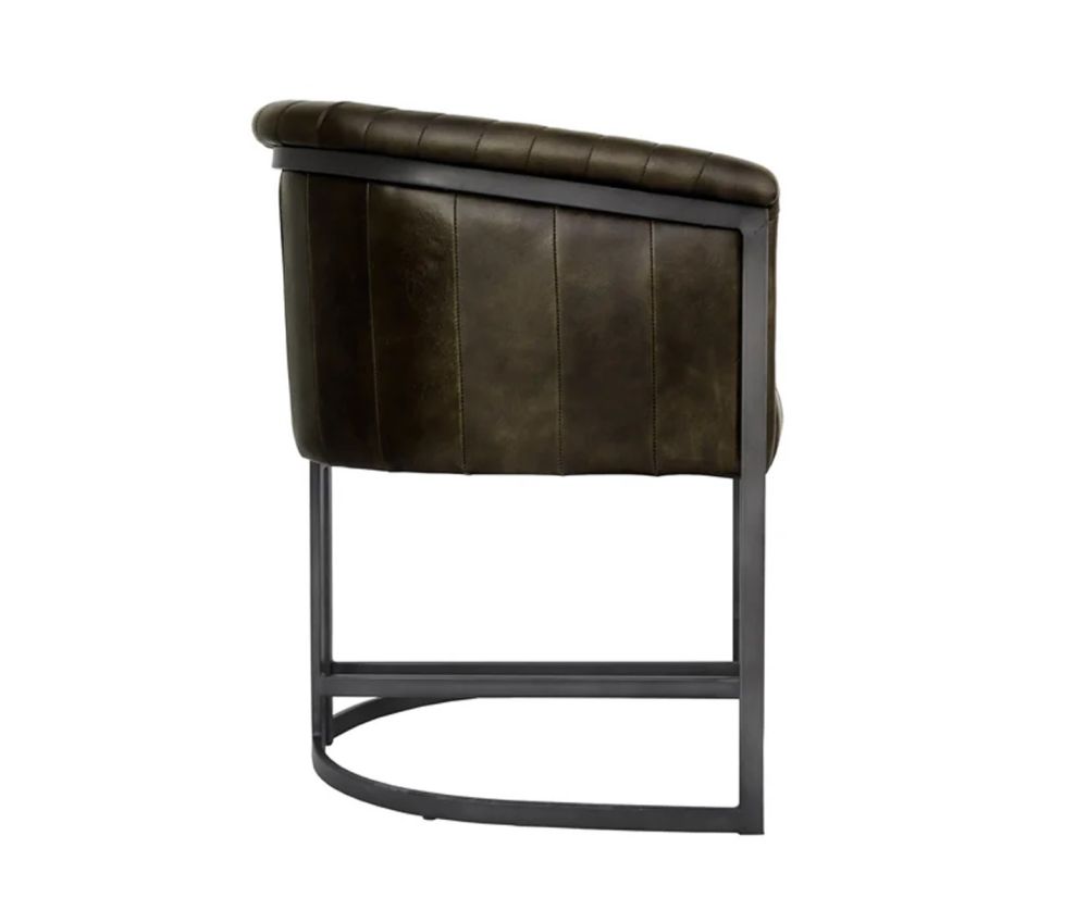 Essentials The Chair Collection Dark Grey Leather and Iron Tub Chair