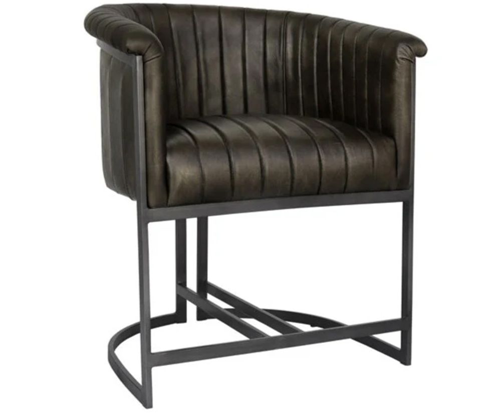 Essentials The Chair Collection Dark Grey Leather and Iron Tub Chair