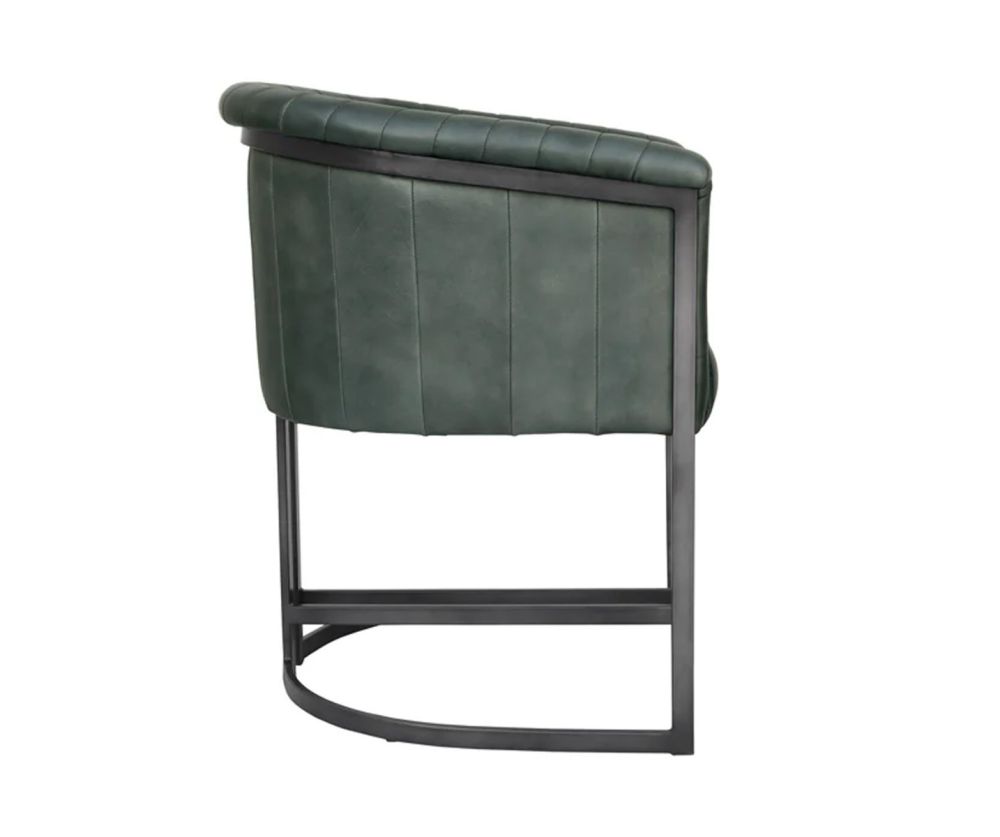 Essentials The Chair Collection Light Grey Leather and Iron Tub Chair