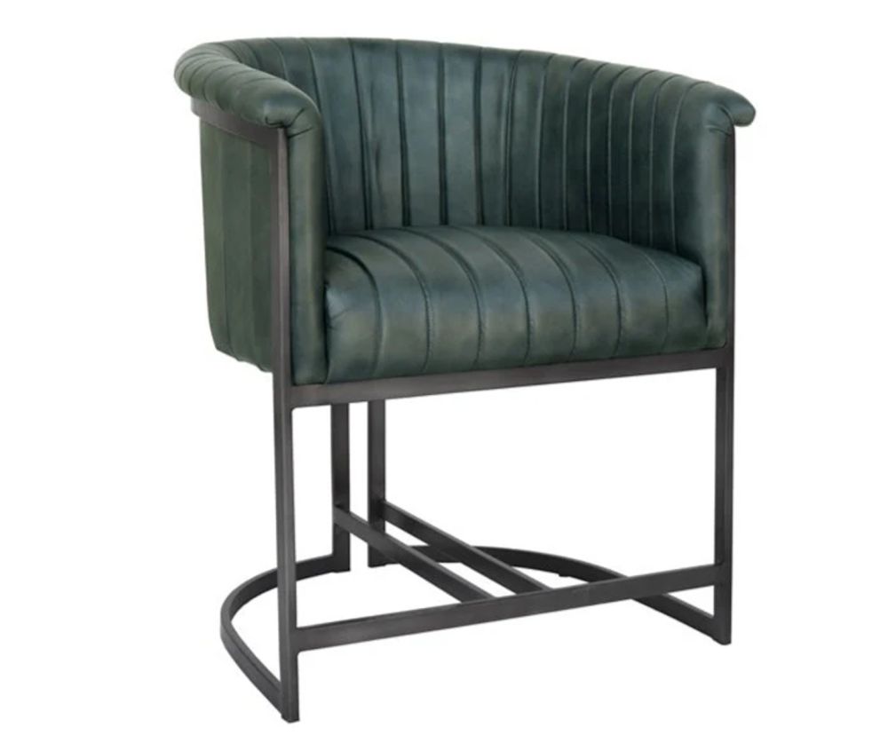 Essentials The Chair Collection Light Grey Leather and Iron Tub Chair