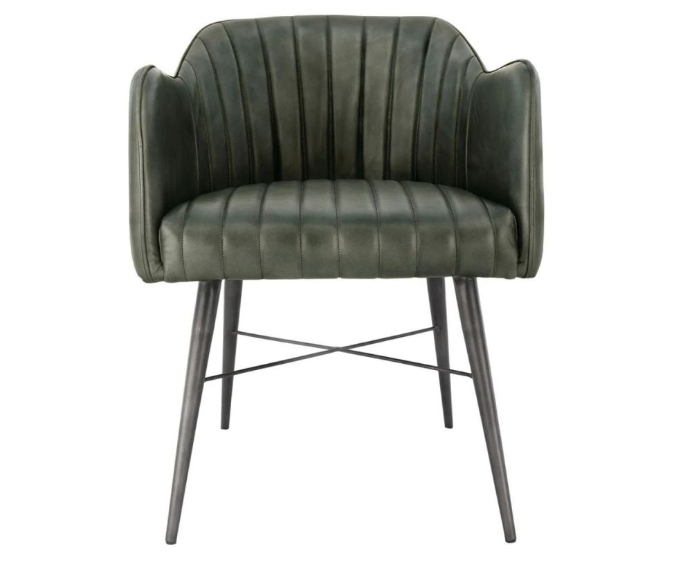Essentials The Chair Collection Light Grey Leather and Iron Carver Tub Chair