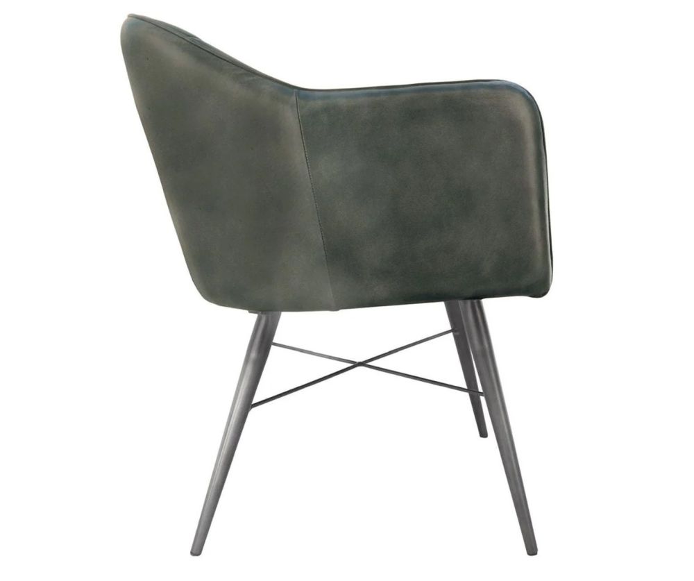 Essentials The Chair Collection Light Grey Leather and Iron Carver Tub Chair
