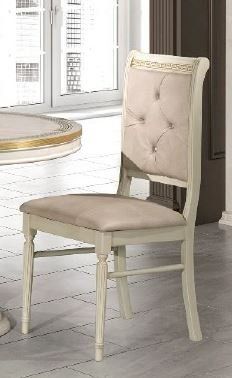 H2O Design Aurora Beige Birch Gold Rossella Crystal Back Italian Dining Chair in Pair