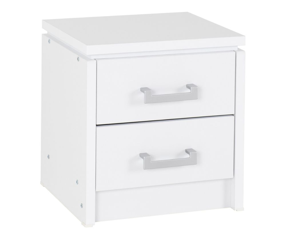 Seconique Furniture Charles White 2 Drawer Bedside