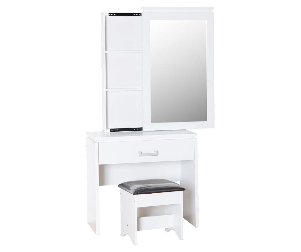 Seconique Furniture Charles White And Black Faux Leather 1 Drawer Dressing Table Set