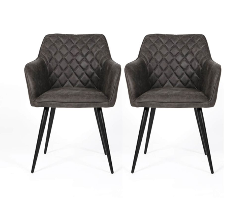 Furniture Link Charlie Grey Carver Dining Chair in Pair