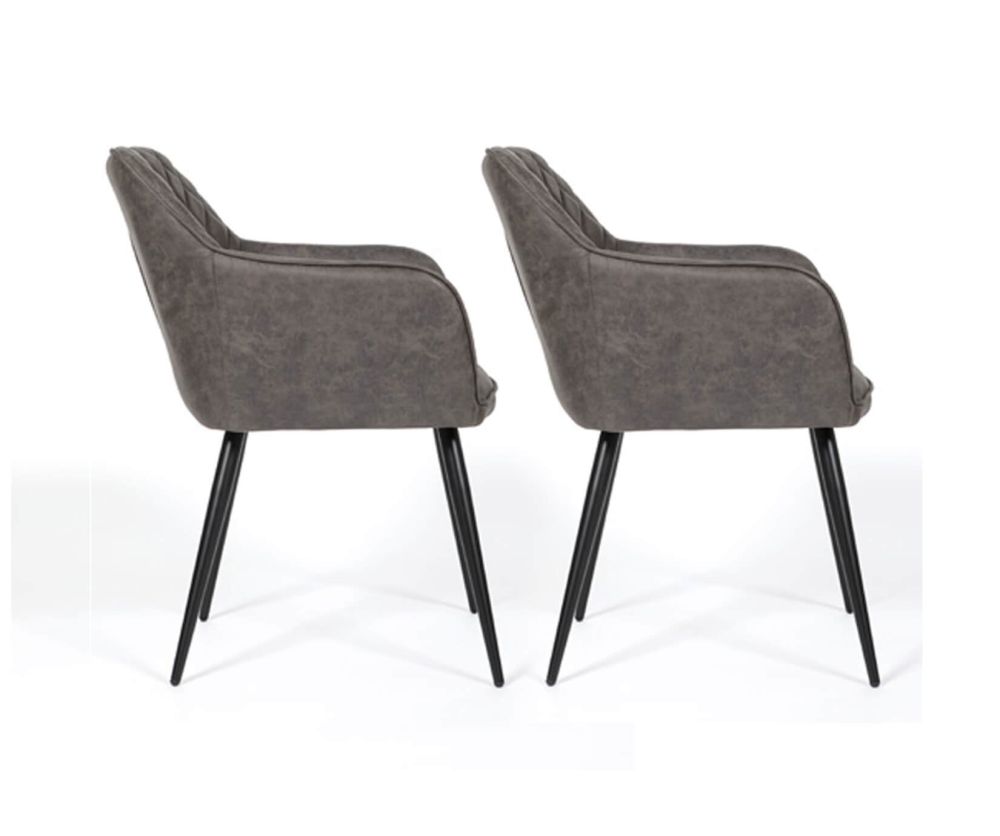 Furniture Link Charlie Grey Carver Dining Chair in Pair