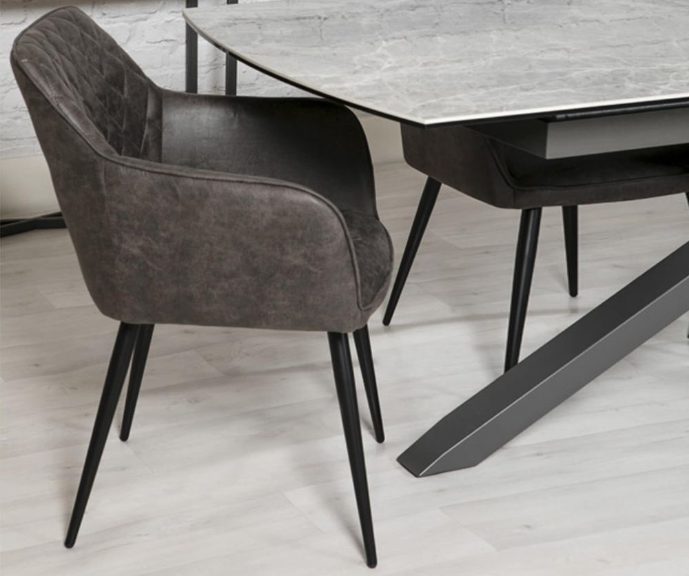 Furniture Link Charlie Grey Carver Dining Chair in Pair