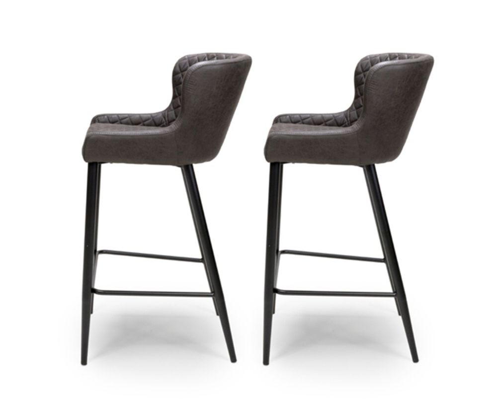Furniture Link Charlie Grey Faux Leather Bar Stool in Pair