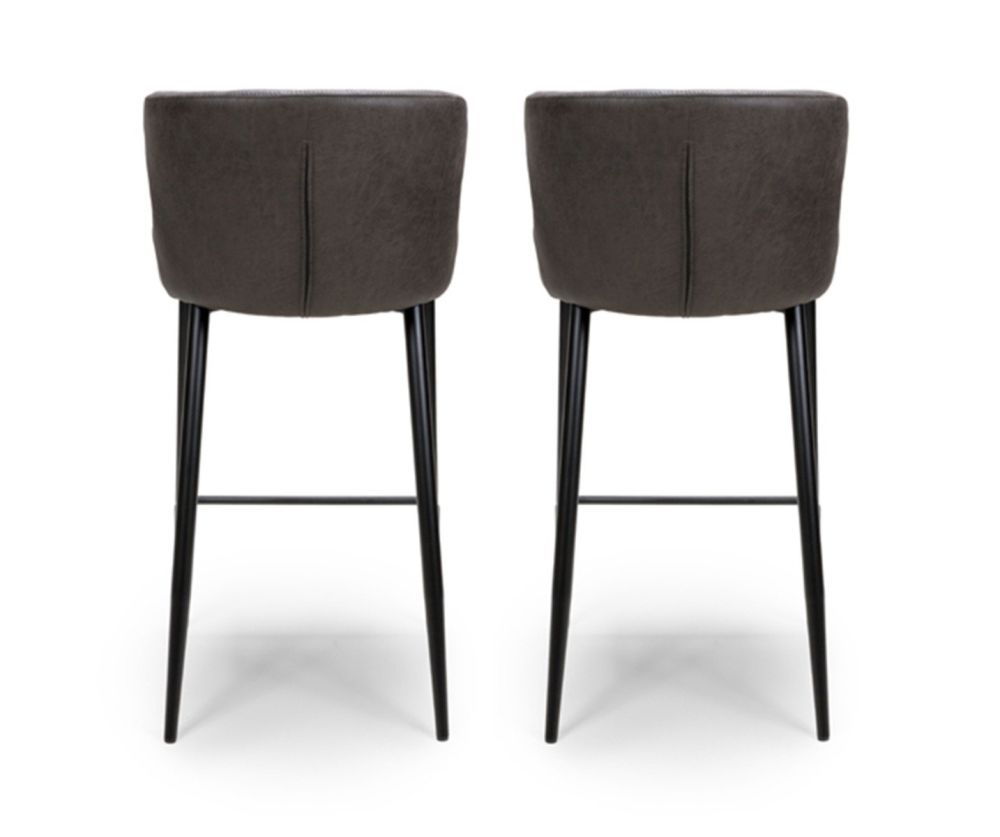Furniture Link Charlie Grey Faux Leather Bar Stool in Pair