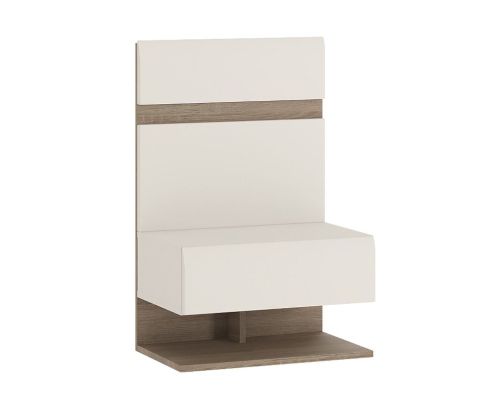 FTG Chelsea White Bedroom Bedside Extension for Bed with Truffle Oak Trim