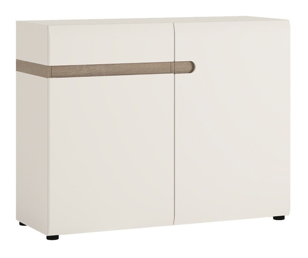 FTG Chelsea White Living 1 Drawer 2 Door Sideboard with Truffle Oak Trim