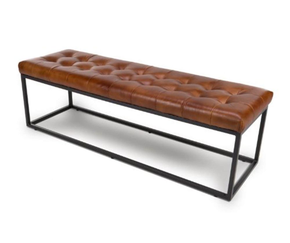 Furniture Link Chester Tan Leather Dining Bench