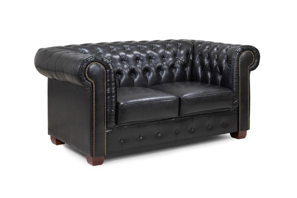 Mallow Black Leather 2 Seater Sofa