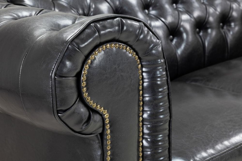 Mallow Black Leather 3+2 Sofa Set