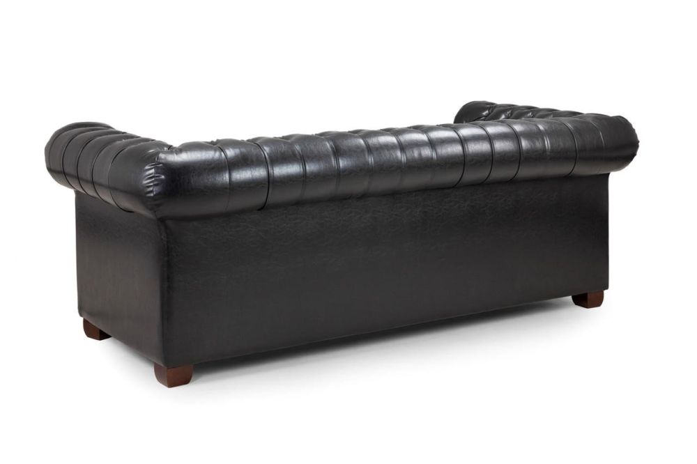 Mallow Black Leather 3 Seater Sofa