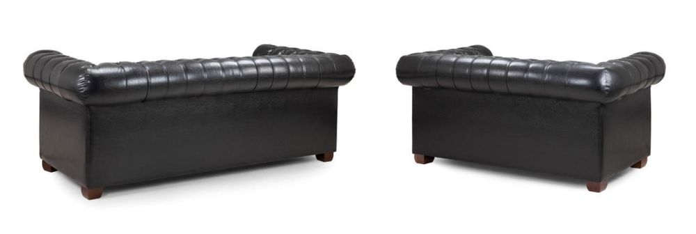 Mallow Black Leather 3+2 Sofa Set