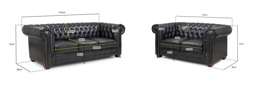 Mallow Black Leather 3+2 Sofa Set