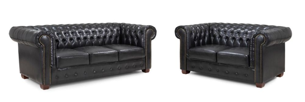 Mallow Black Leather 3+2 Sofa Set