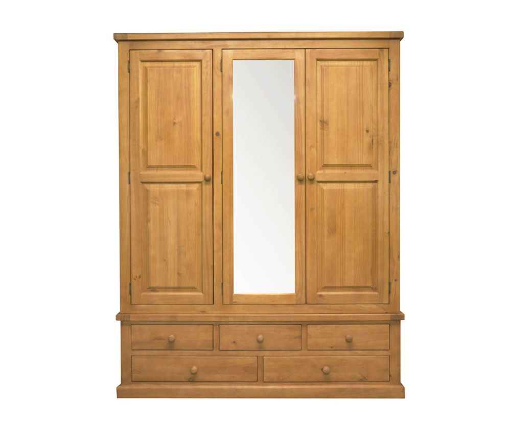 Heritance Bold Pine Large Mirror Triple Wardrobe