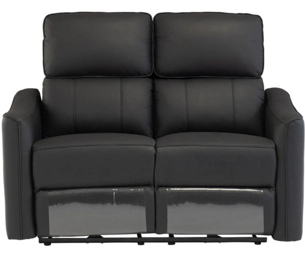 World Furniture Claudia Black Leather Electric Recliner 2 Seater Sofa