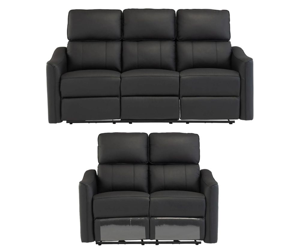 World Furniture Claudia Black Leather Electric Recliner 3+2 Sofa Set