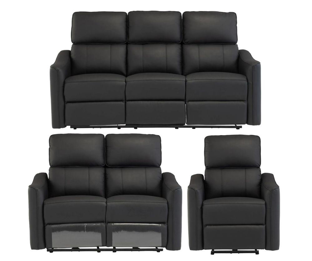 World Furniture Claudia Black Leather Electric Recliner 3+2+1 Sofa Set
