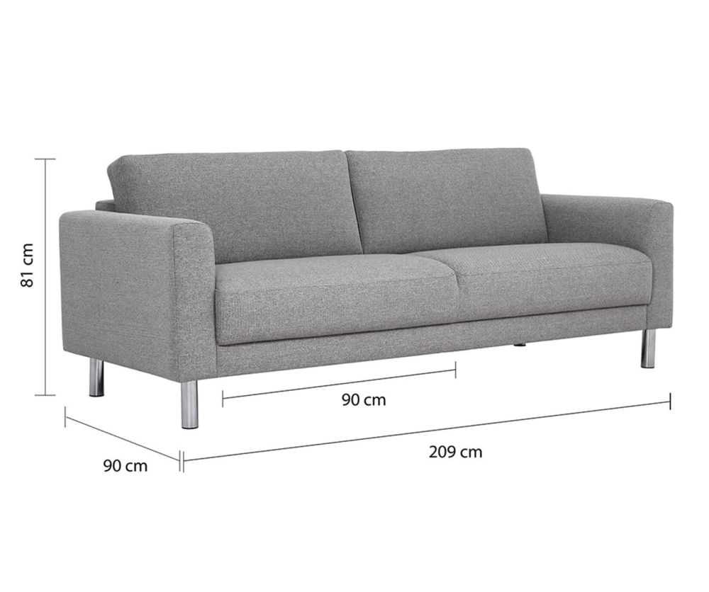 FTG Cleveland Nova Light Grey 3 Seater Sofa