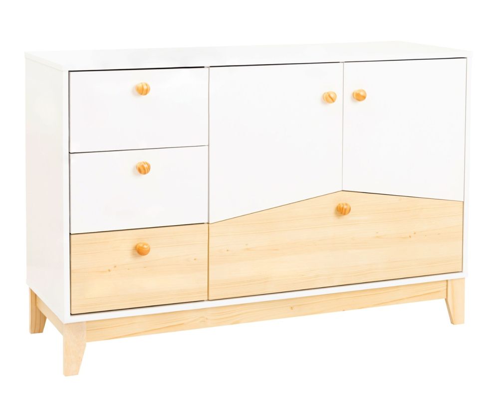 Seconique Furniture Cody White And Pine 2 Door 4 Drawer Storage Unit