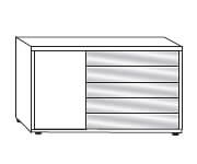 Wiemann Bari 1 Door 5 Drawer Right Combi Dresser