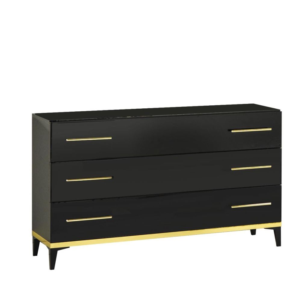 Ben Company Elegance Black and Gold Finish Italian Bed Group Set