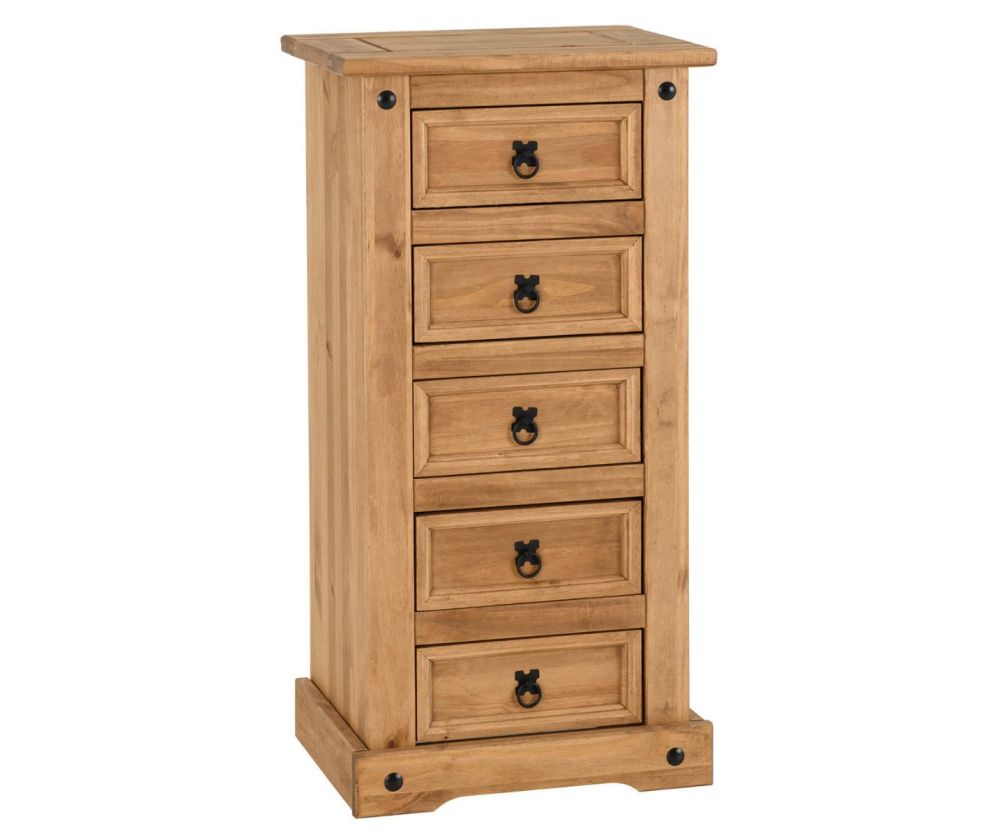 Seconique Corona Pine 5 Drawer Narrow Chest