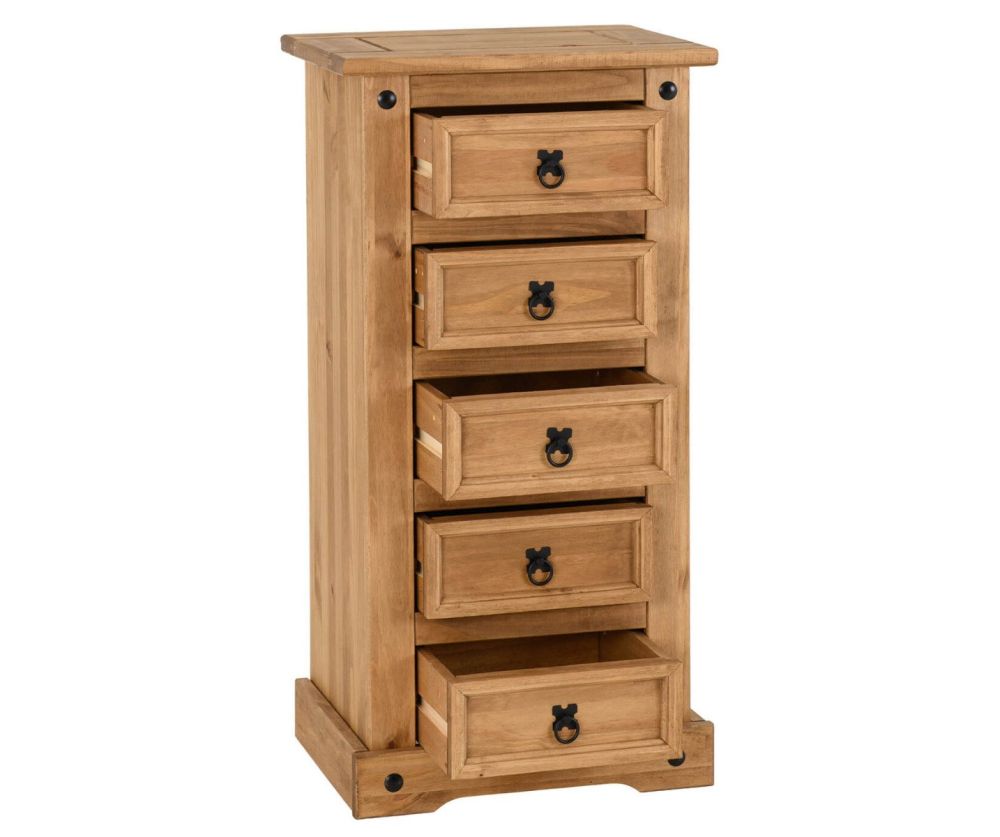 Seconique Corona Pine 5 Drawer Narrow Chest