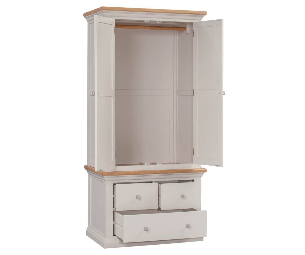 Homestyle GB Cotswold Painted Oak Gents 2 Door Combi Wardrobe