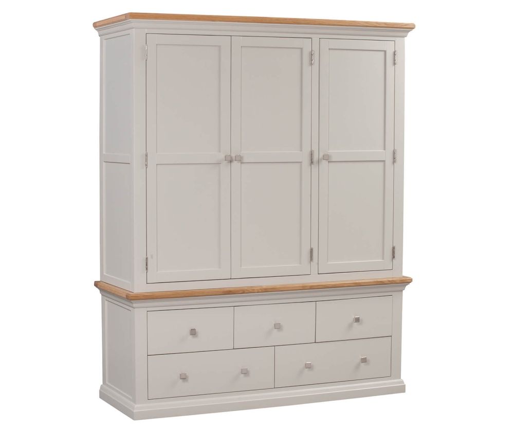 Homestyle GB Cotswold Painted Oak Gents 3 Door Combi Wardrobe