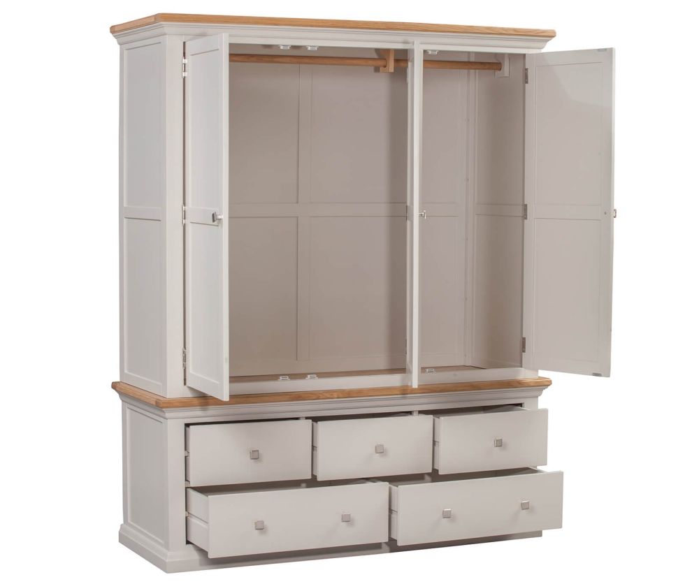 Homestyle GB Cotswold Painted Oak Gents 3 Door Combi Wardrobe