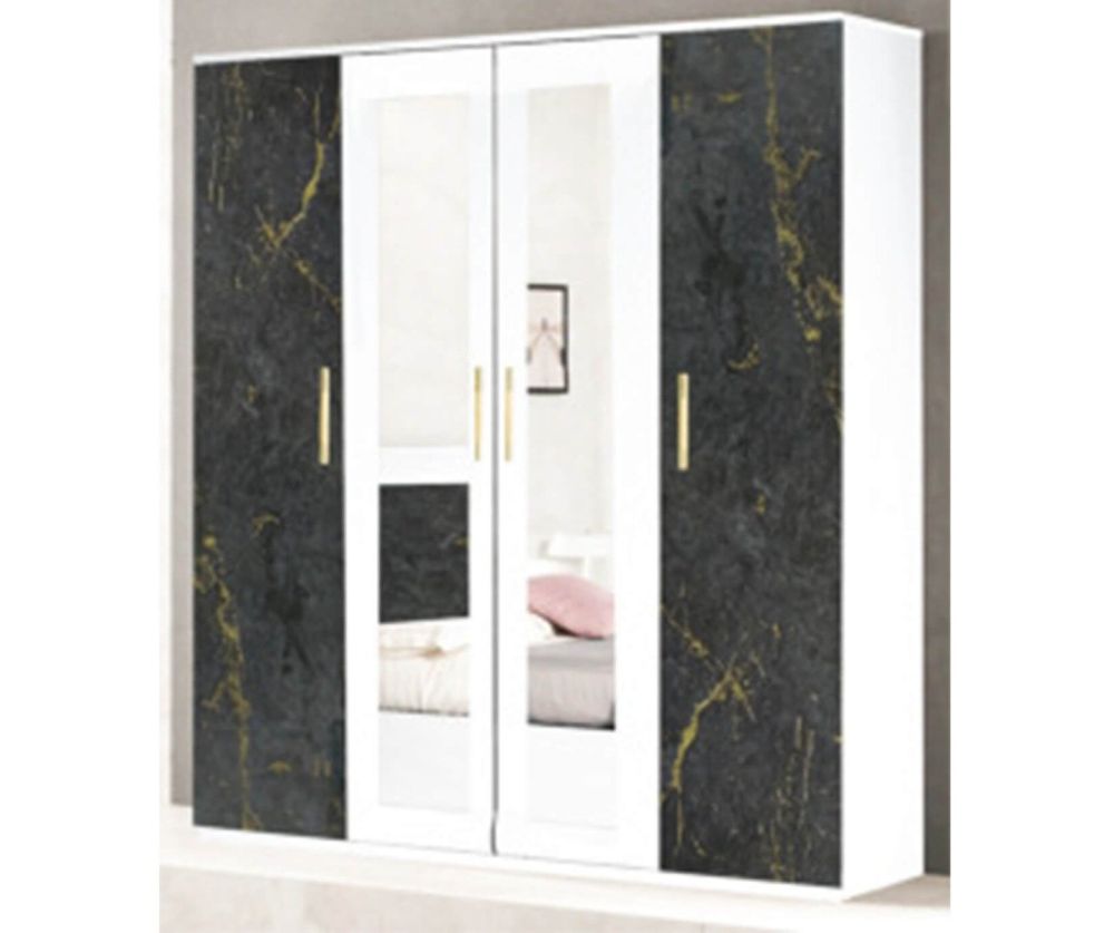 Ben Company Dalia Dark Grey Italian Bedroom Set with 4 Door Wardrobe