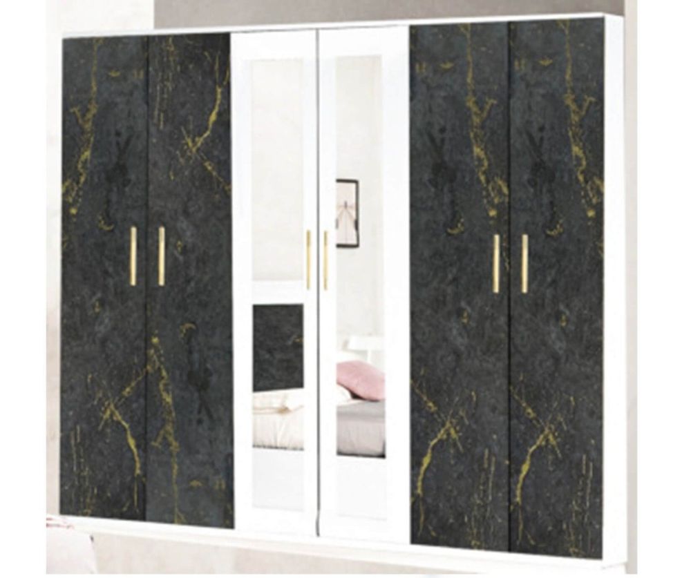 Ben Company Dalia Dark Grey Italian Bedroom Set with 6 Door Wardrobe